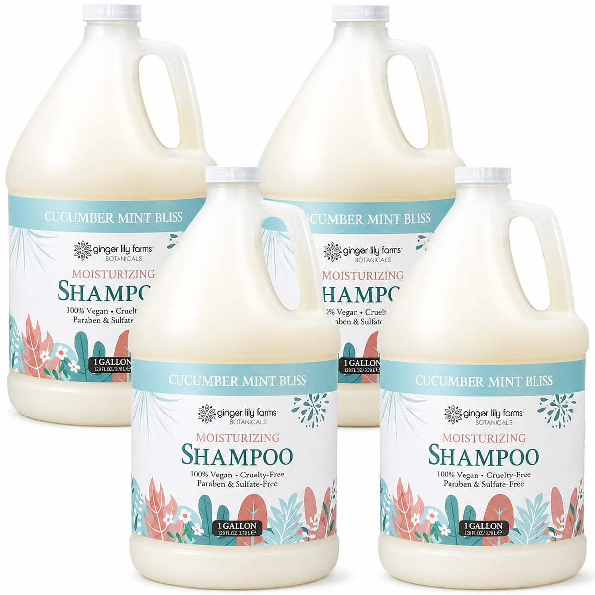 Ginger Lily Farms Cucumber Mint Bliss Shampoo 128oz front view