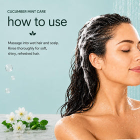 Ginger Lily Farms Cucumber Mint Bliss Shampoo with fresh cucumbers