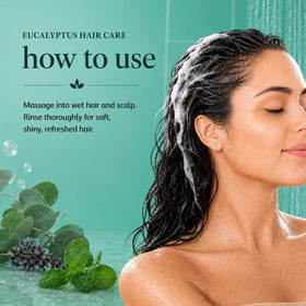 Ginger Lily Farms Eucalyptus Tranquility Shampoo in a bathroom setting