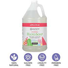 Ginger Lily Farms Foaming Hand Soap 128oz Apple Pear label close-up