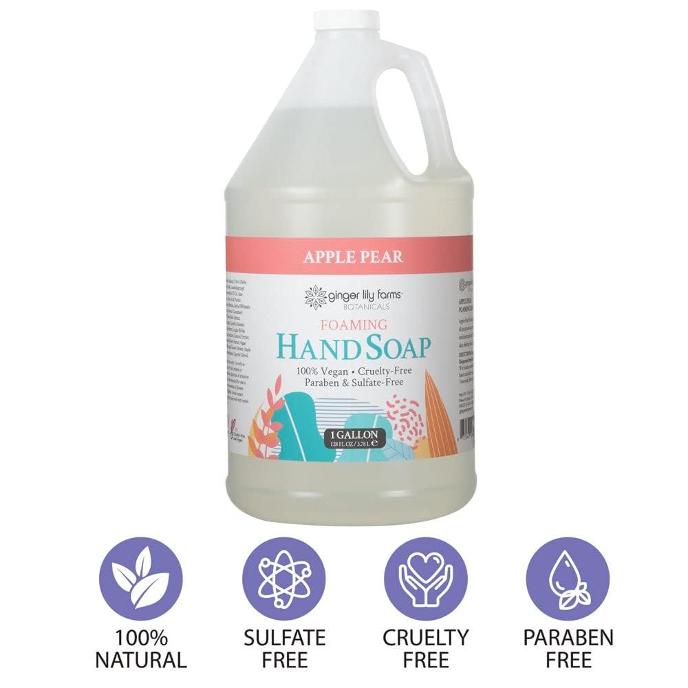 Ginger Lily Farms Foaming Hand Soap 128oz Apple Pear lifestyle use