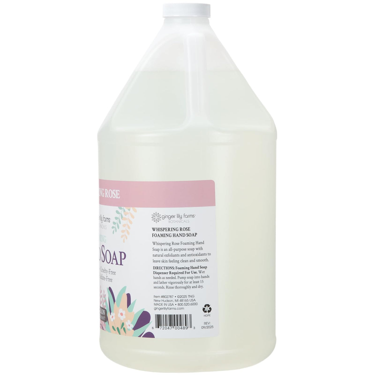 Ginger Lily Farms Foaming Hand Soap 128oz back view