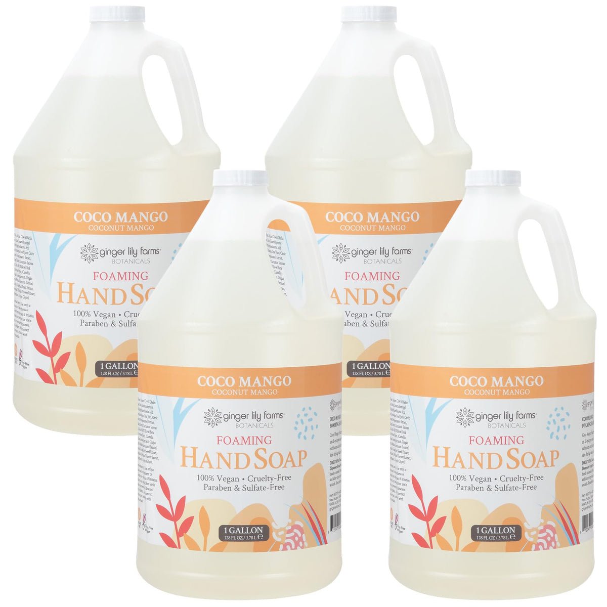 Ginger Lily Farms Foaming Hand Soap 128oz Coco Mango front view