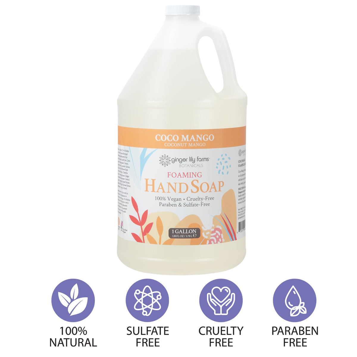 Ginger Lily Farms Foaming Hand Soap 128oz Coco Mango packaging