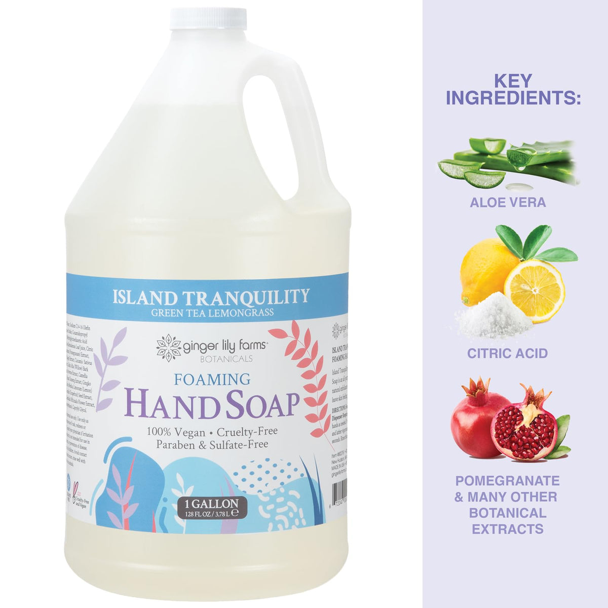 Ginger Lily Farms Foaming Hand Soap 128oz Island Tranquility with fresh ginger and lemongrass