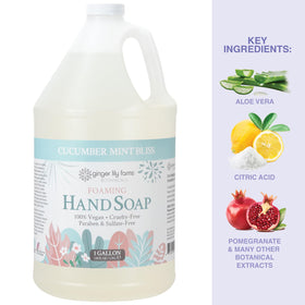 Ginger Lily Farms Foaming Hand Soap 128oz label close-up
