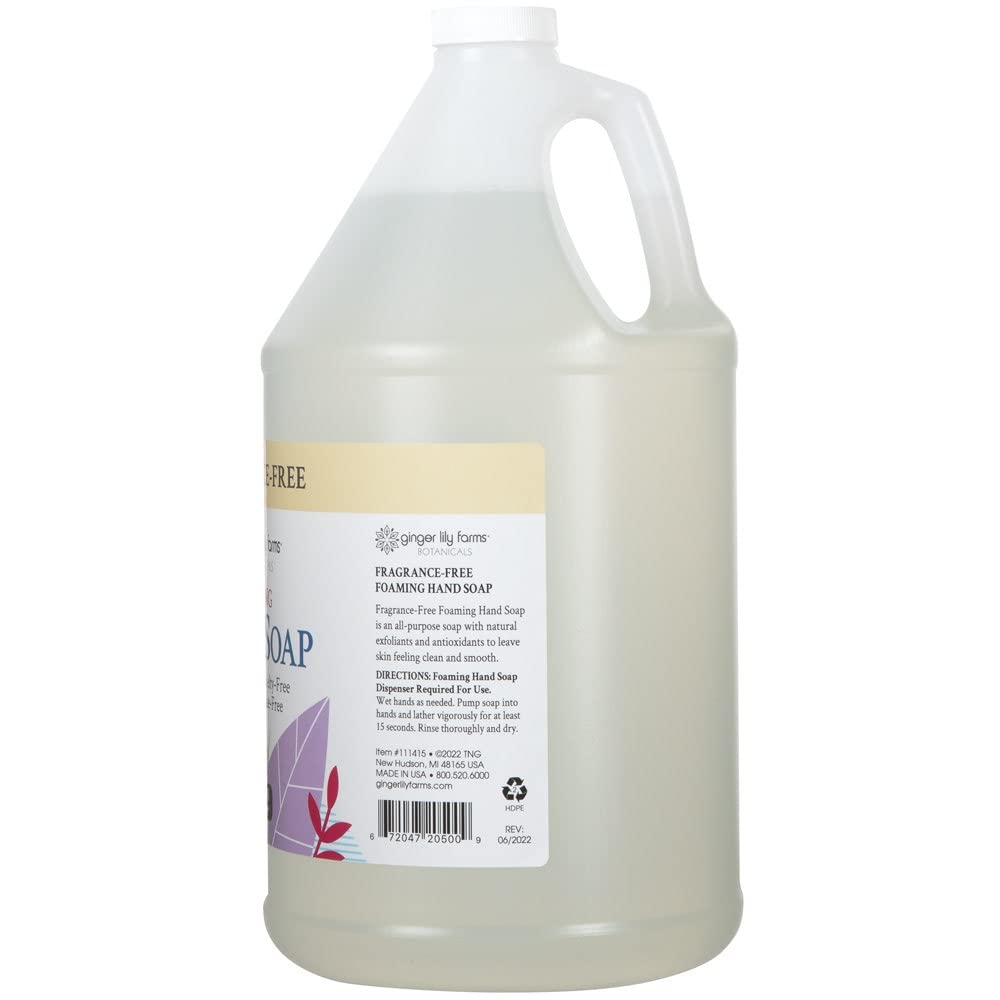 Ginger Lily Farms Foaming Hand Soap 128oz side view showing label