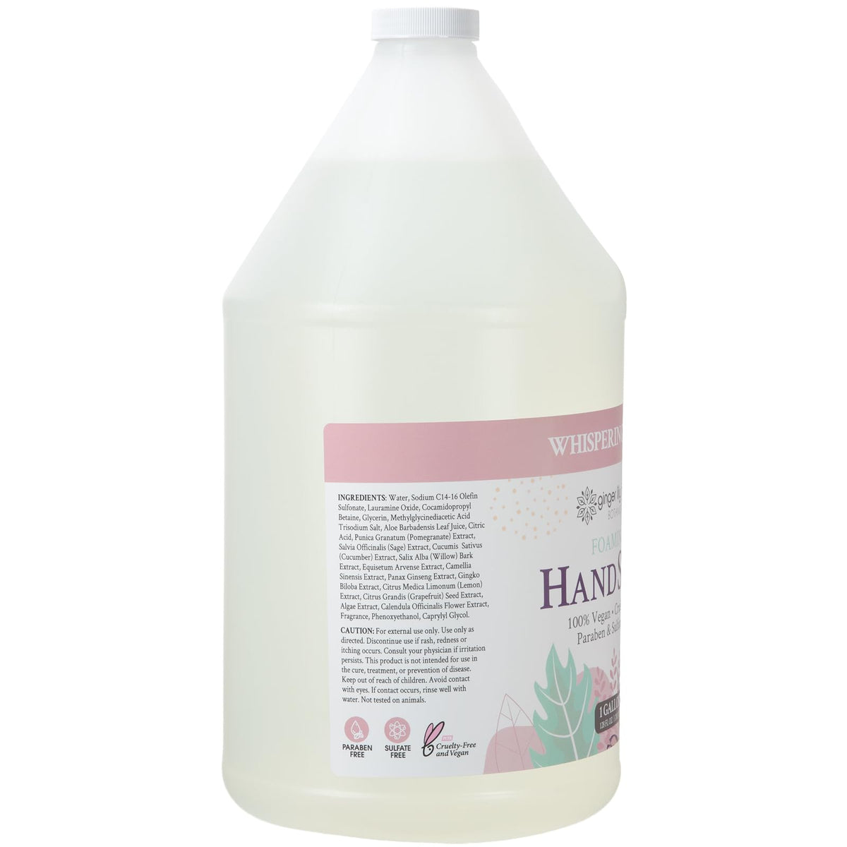 Ginger Lily Farms Foaming Hand Soap 128oz Whispering Rose back view