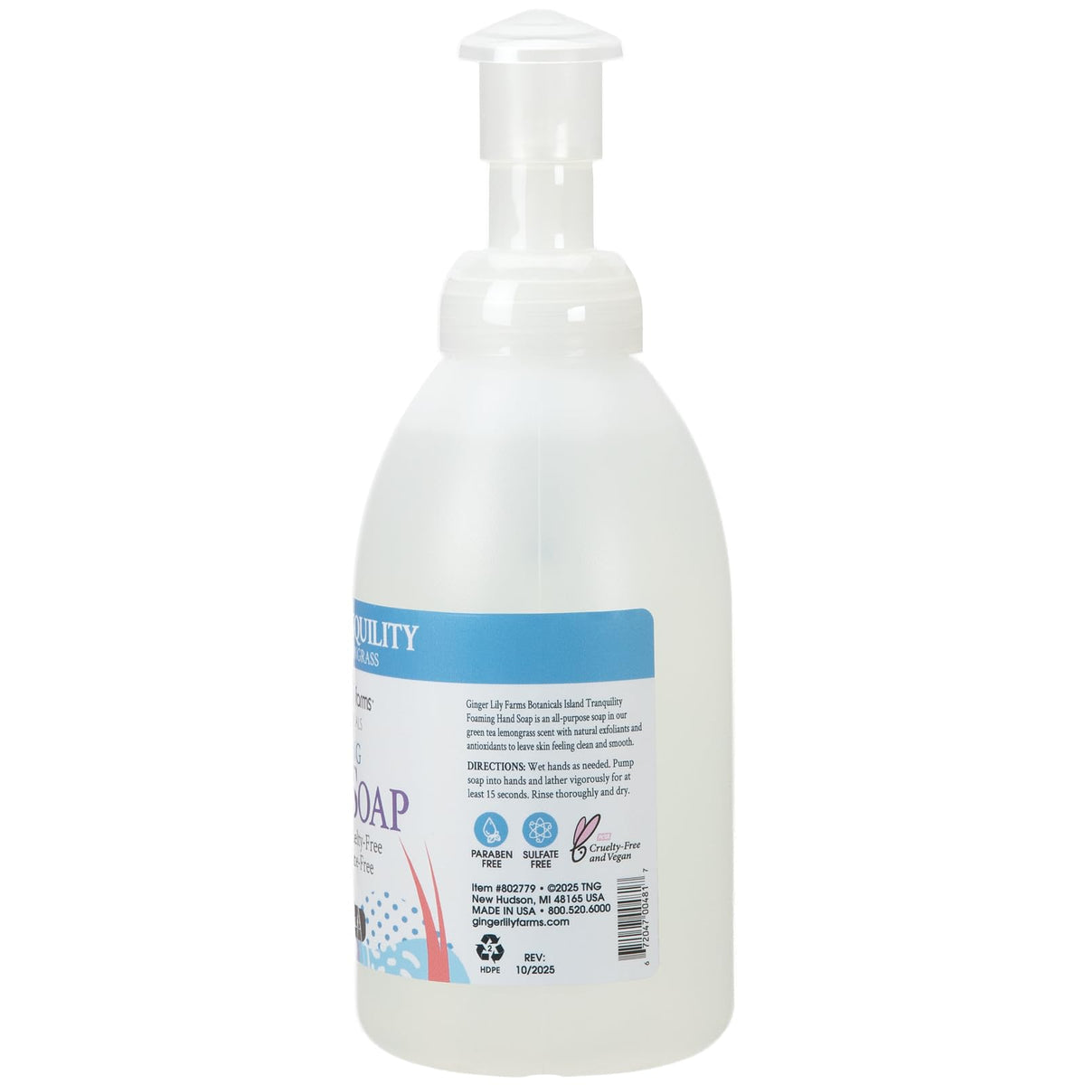 Ginger Lily Farms Foaming Hand Soap 20oz back view