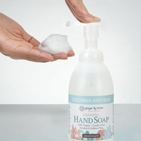 Ginger Lily Farms Foaming Hand Soap 20oz bottle with cucumber and mint