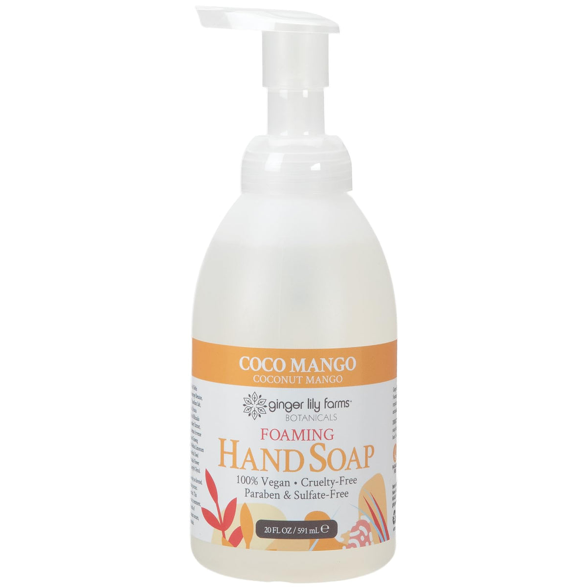 Ginger Lily Farms Foaming Hand Soap 20oz Coco Mango bottle with pump