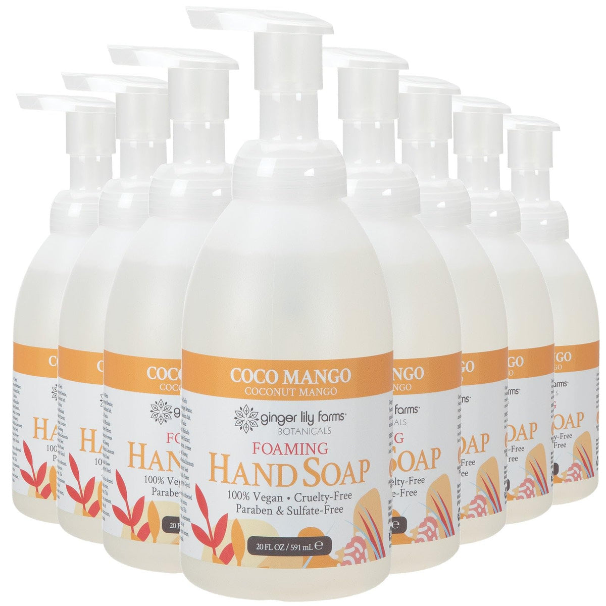 Ginger Lily Farms Foaming Hand Soap 20oz Coco Mango front view