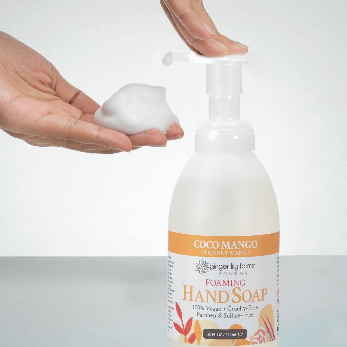 Ginger Lily Farms Foaming Hand Soap 20oz Coco Mango group display