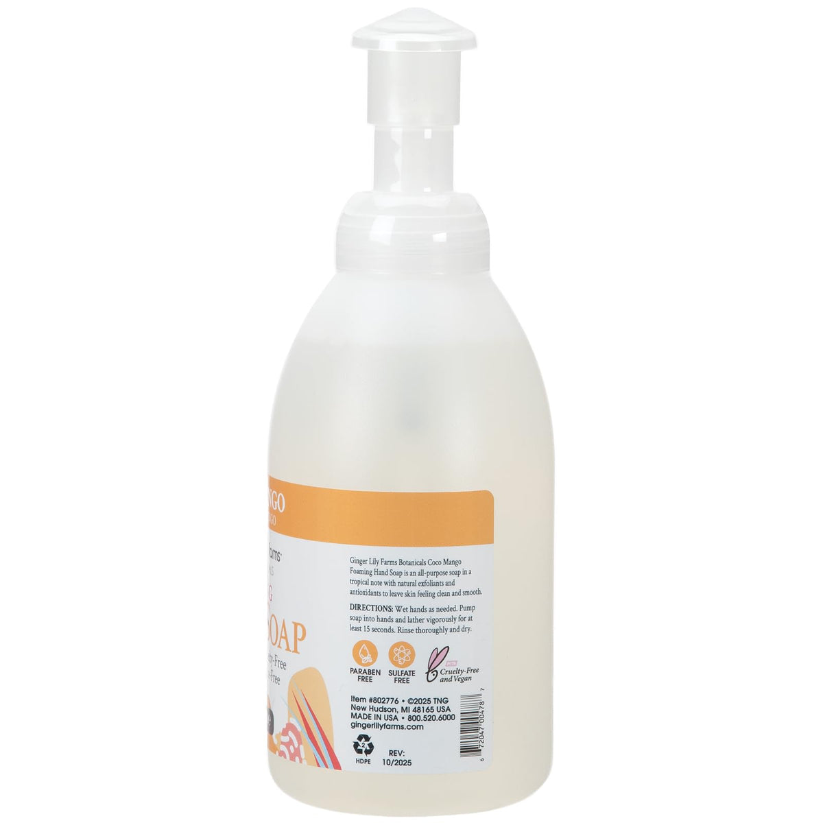 Ginger Lily Farms Foaming Hand Soap 20oz Coco Mango lather demonstration
