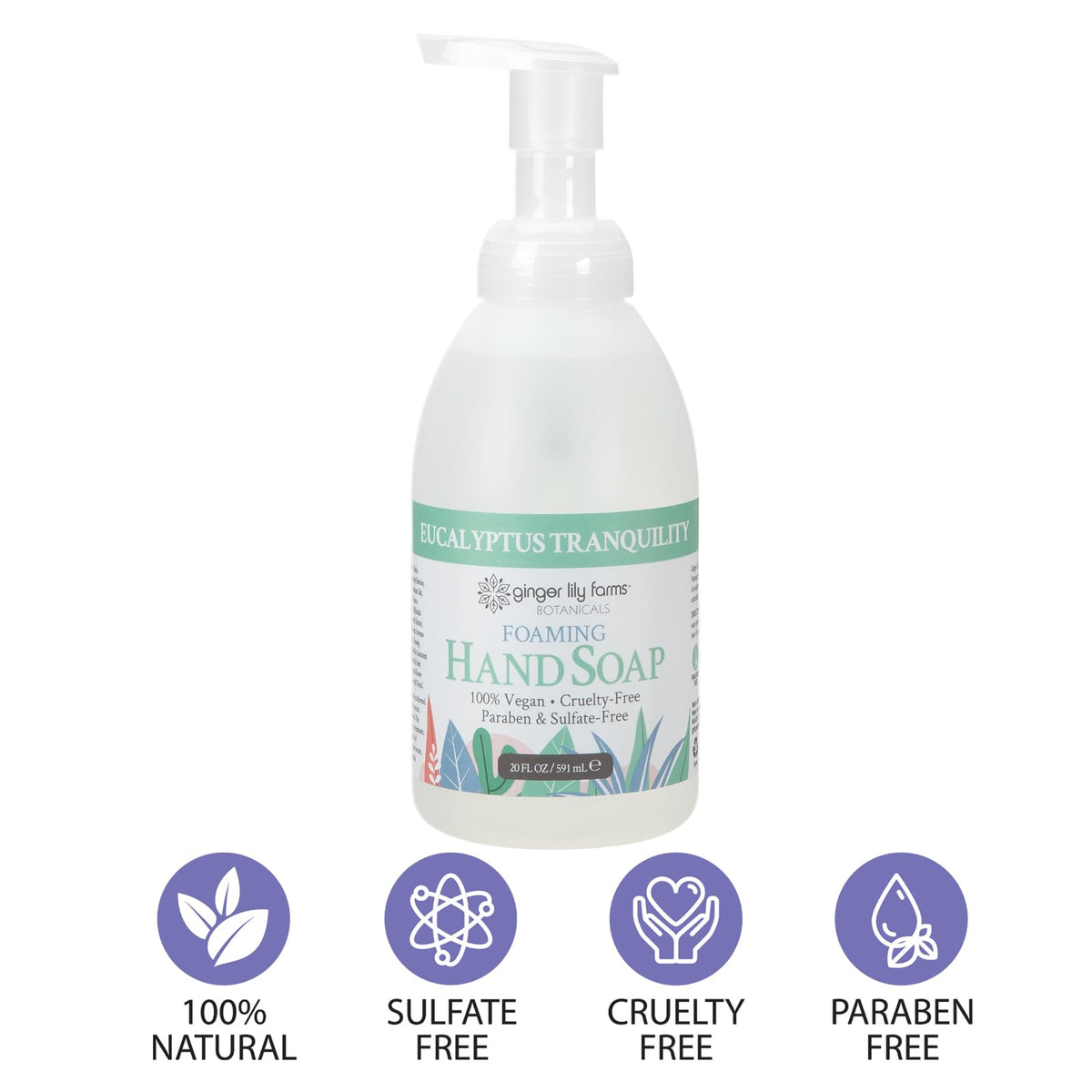 Ginger Lily Farms Foaming Hand Soap 20oz Eucalyptus back view