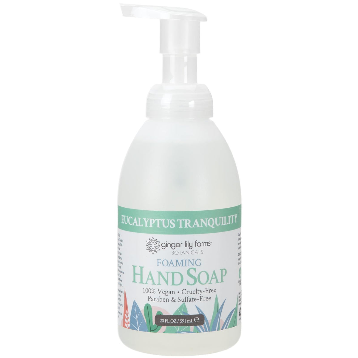 Ginger Lily Farms Foaming Hand Soap 20oz Eucalyptus bottle with pump