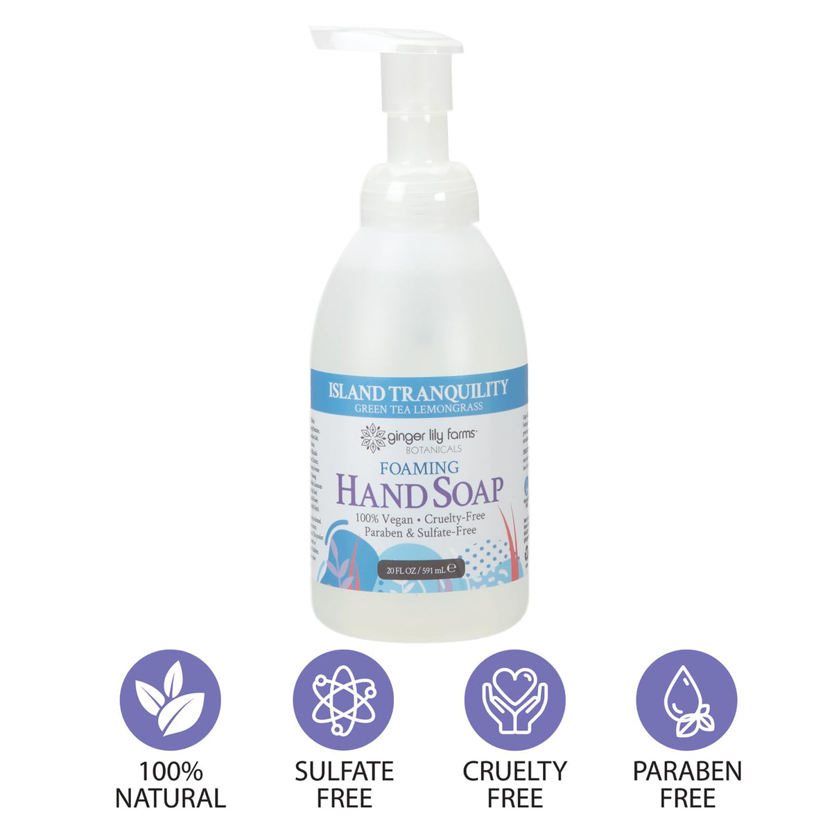 Ginger Lily Farms Foaming Hand Soap 20oz in a spa setting