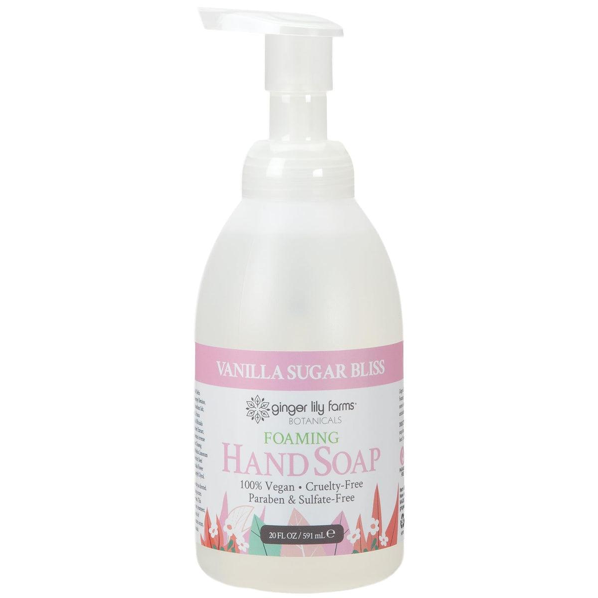 Ginger Lily Farms Foaming Hand Soap 20oz Vanilla Sugar bottle with pump