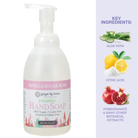 Ginger Lily Farms Foaming Hand Soap 20oz Vanilla Sugar ingredients list