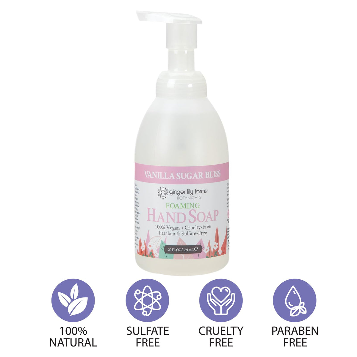 Ginger Lily Farms Foaming Hand Soap 20oz Vanilla Sugar lifestyle use in bathroom