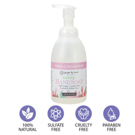 Ginger Lily Farms Foaming Hand Soap 20oz Vanilla Sugar lifestyle use in bathroom