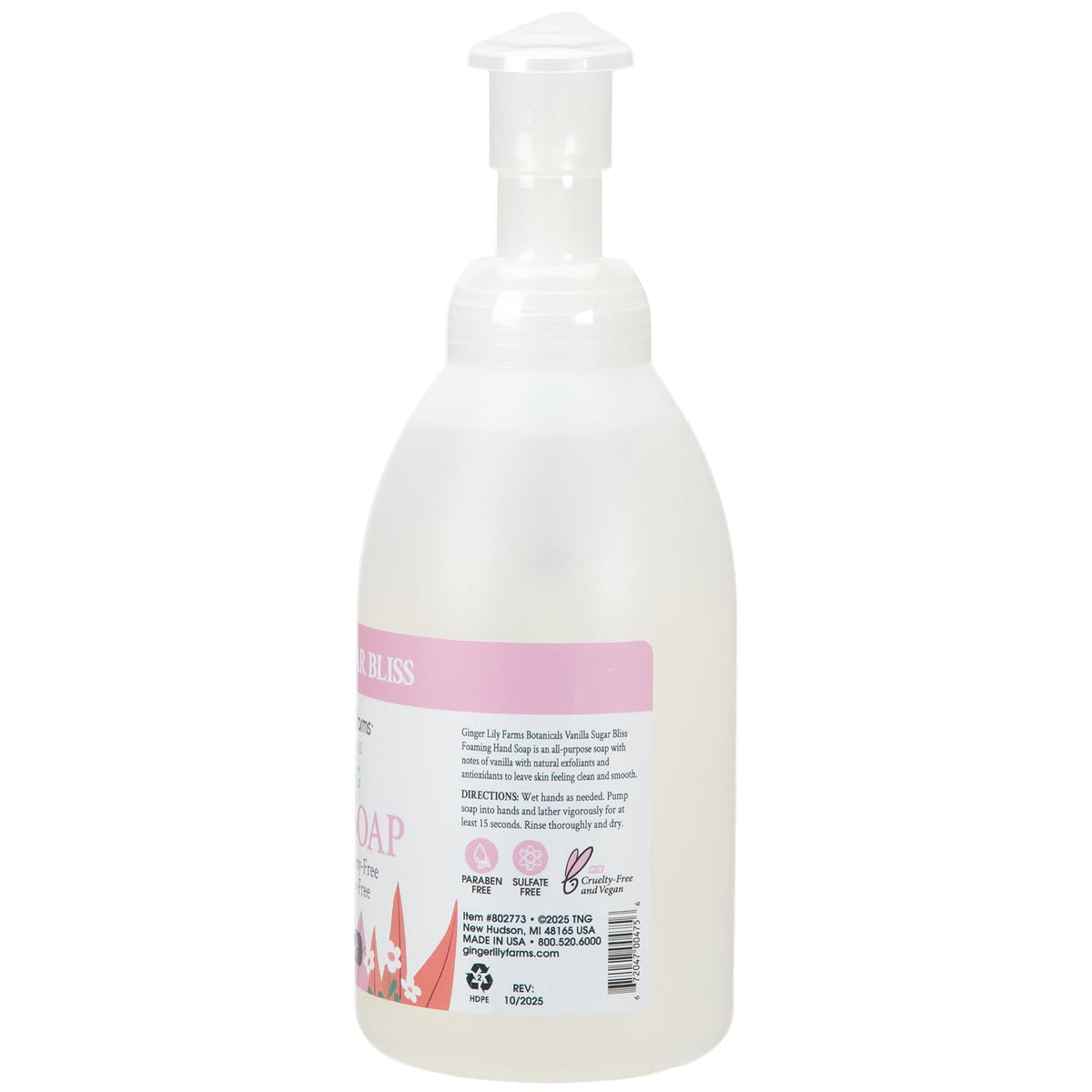 Ginger Lily Farms Foaming Hand Soap 20oz Vanilla Sugar packaging