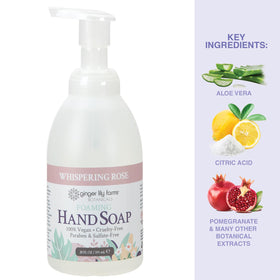 Ginger Lily Farms Foaming Hand Soap 20oz Whispering Rose back view