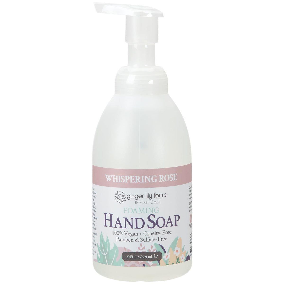 Ginger Lily Farms Foaming Hand Soap 20oz Whispering Rose bottle with pump