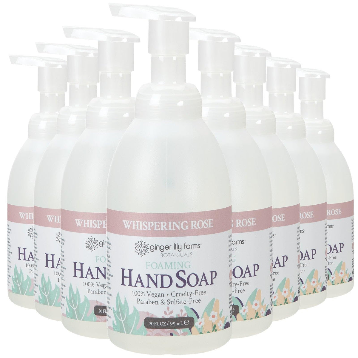Ginger Lily Farms Foaming Hand Soap 20oz Whispering Rose front view