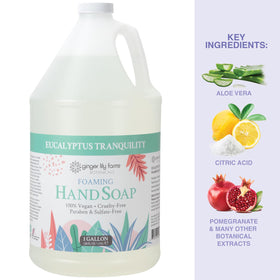 Ginger Lily Farms Foaming Hand Soap Eucalyptus with soap dispenser