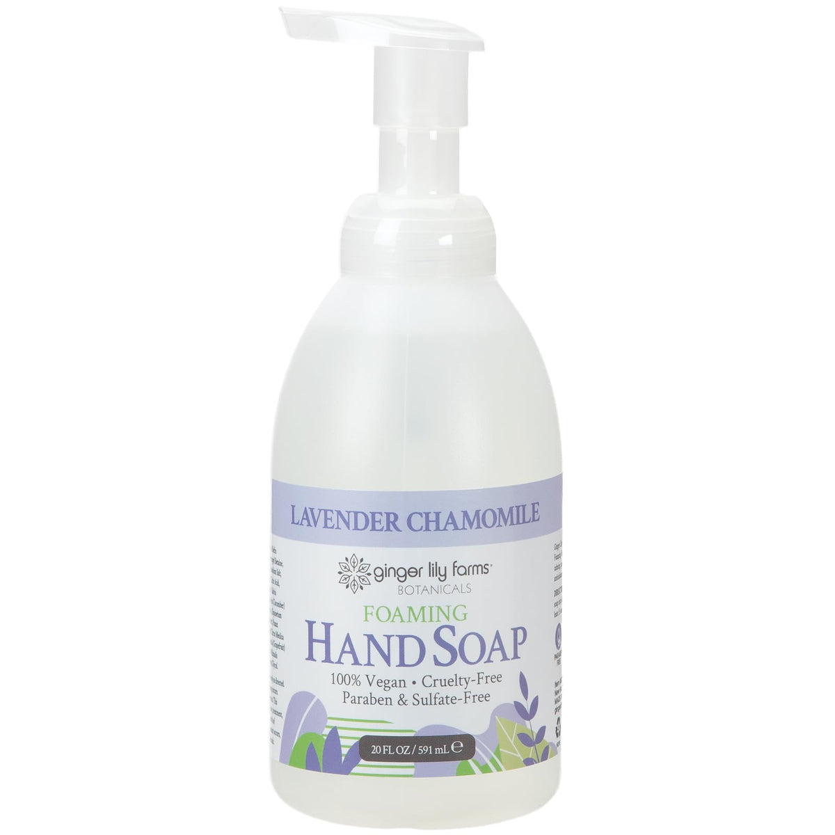 Ginger Lily Farms Foaming Hand Soap Lavender Chamomile 20oz back view