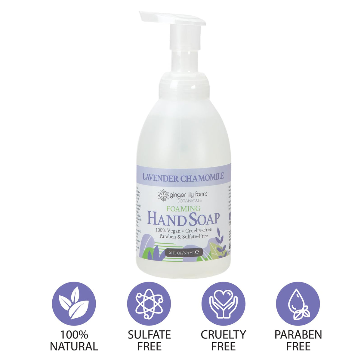 Ginger Lily Farms Foaming Hand Soap Lavender Chamomile 20oz lifestyle scene