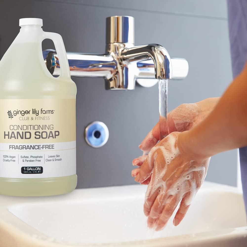 Ginger Lily Farms Fragrance Free Hand Soap in a spa setting
