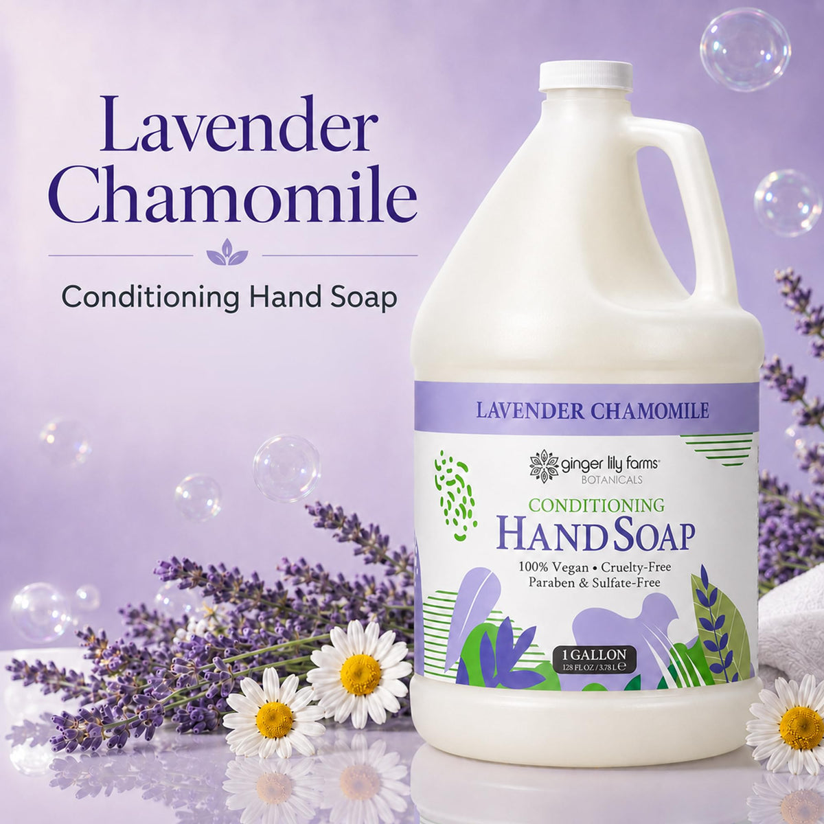 Ginger Lily Farms Hand Soap 128oz Lavender Chamomile side view
