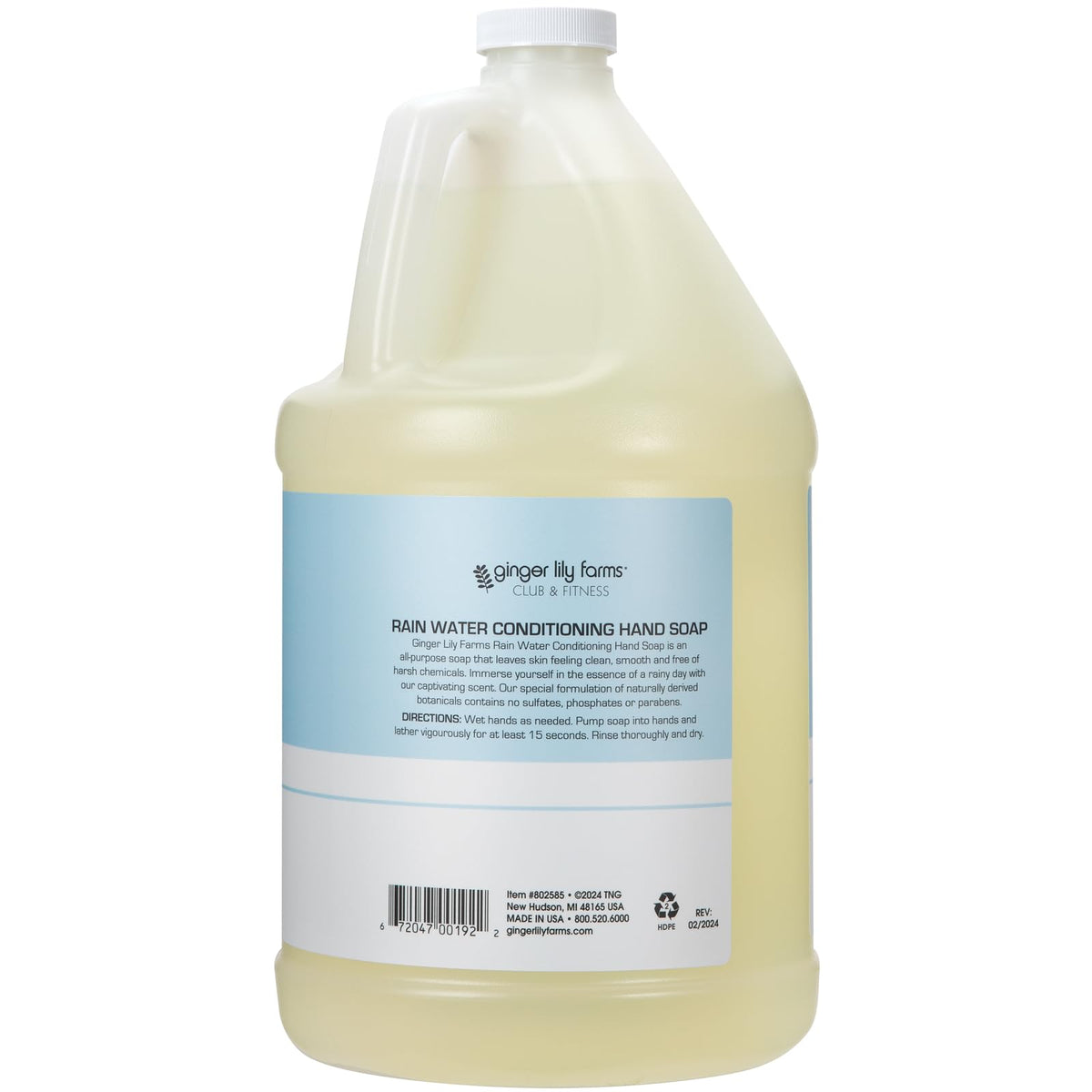 Ginger Lily Farms Hand Soap 128oz packaging with natural ingredients