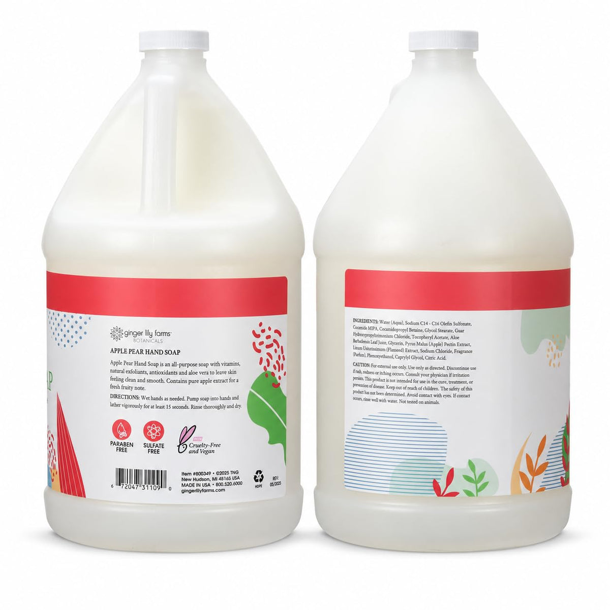 Ginger Lily Farms Hand Soap Apple Pear 128oz back view