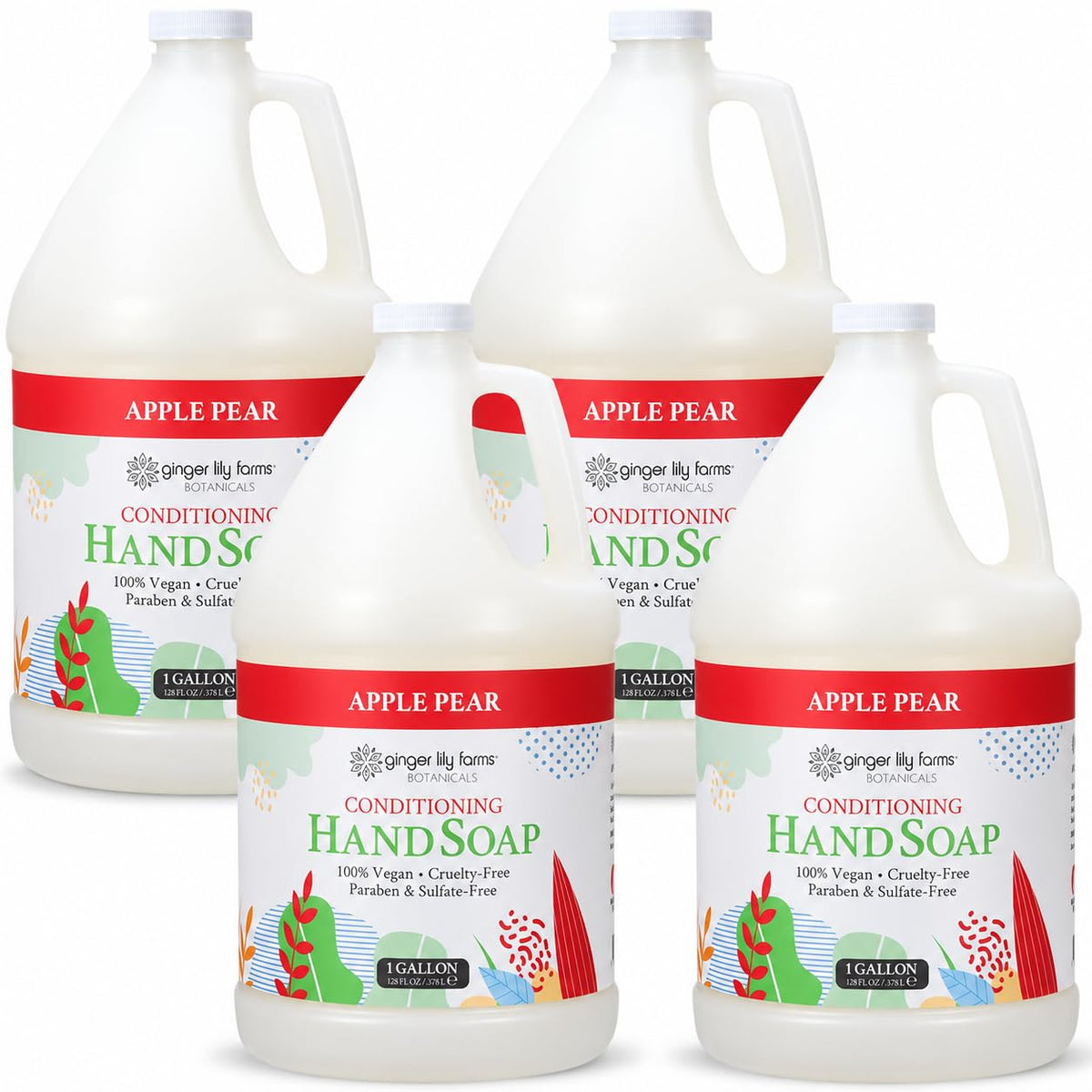 Ginger Lily Farms Hand Soap Apple Pear 128oz front view