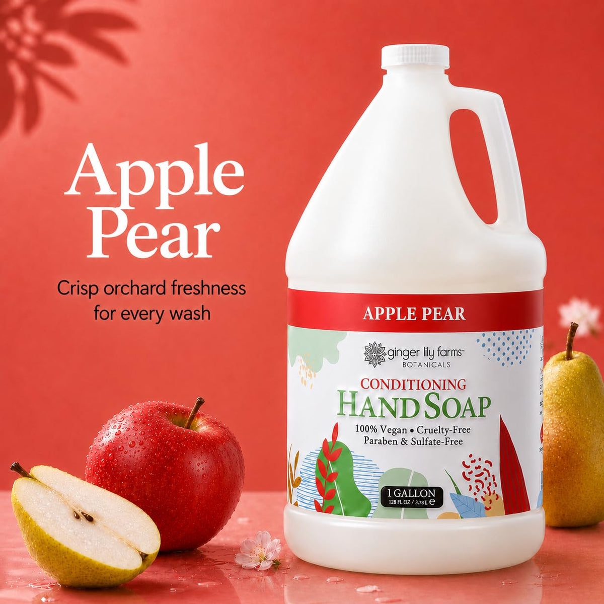 Ginger Lily Farms Hand Soap Apple Pear 128oz side view