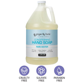 Ginger Lily Farms Hand Soap bottle showing cruelty-free certification