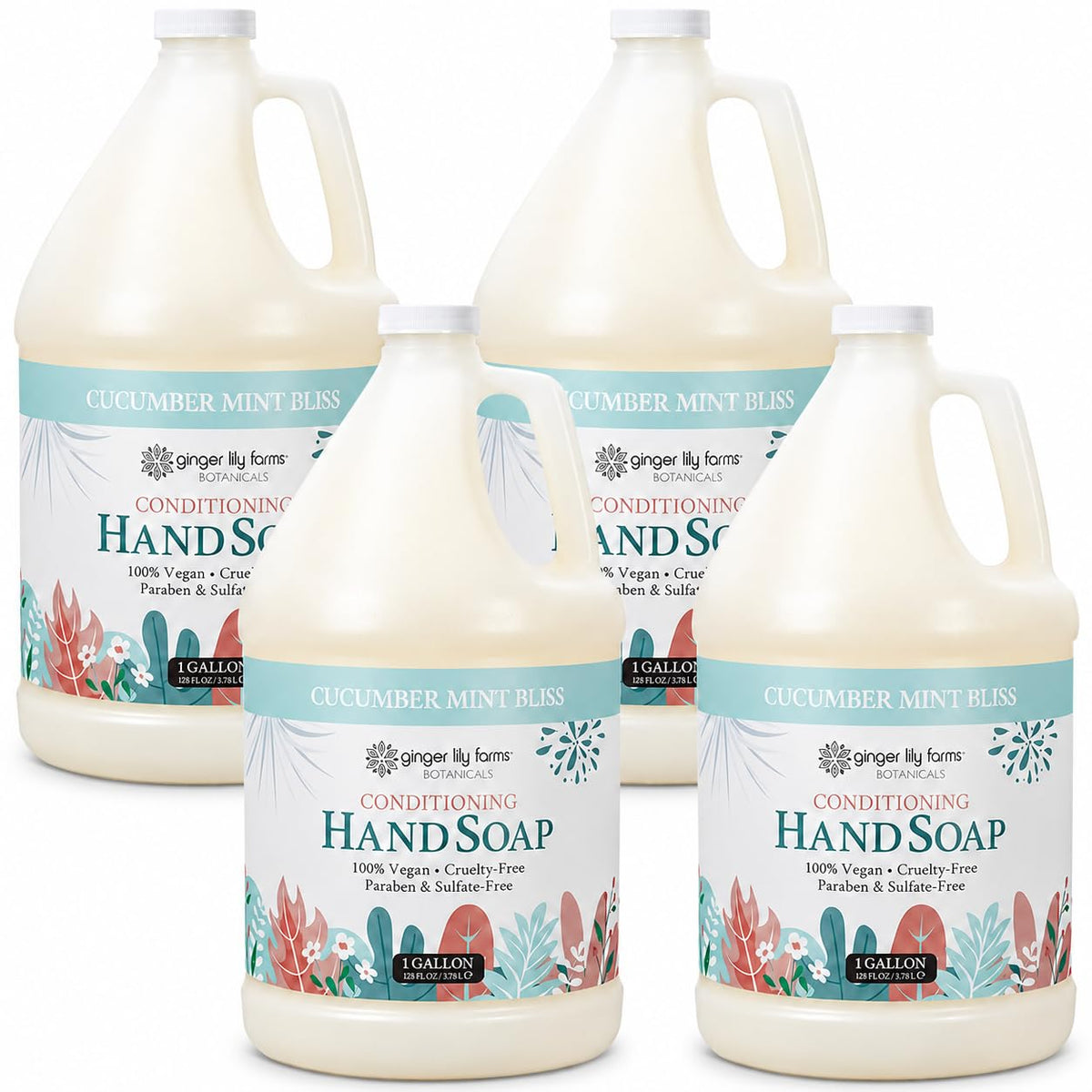 Ginger Lily Farms Hand Soap Cucumber Mint Bliss 128oz front view