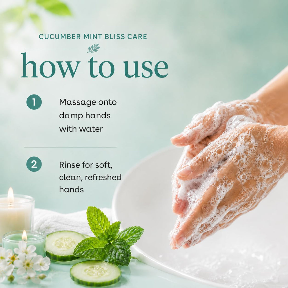 Ginger Lily Farms Hand Soap Cucumber Mint Bliss 128oz label close-up