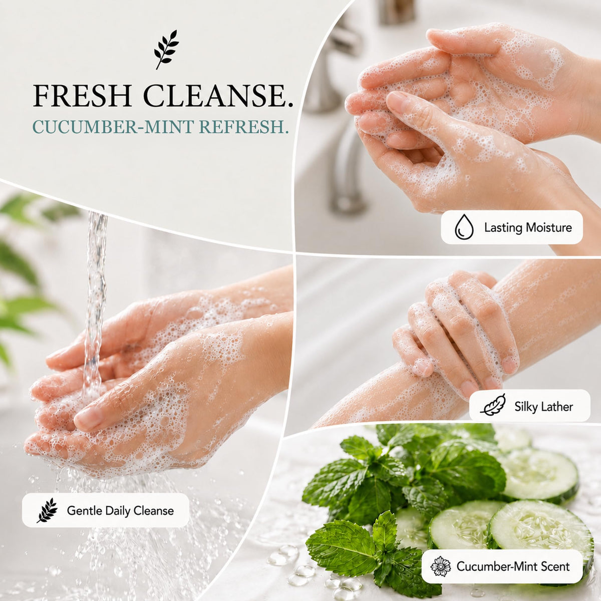 Ginger Lily Farms Hand Soap Cucumber Mint Bliss 128oz with mint leaves