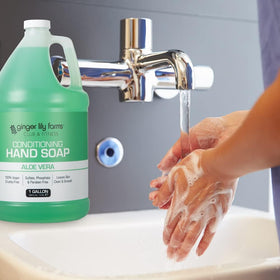 Ginger Lily Farms Hand Soap in a spa setting