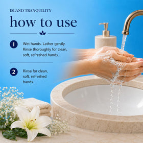 Ginger Lily Farms Hand Soap Island Tranquility lather on hands