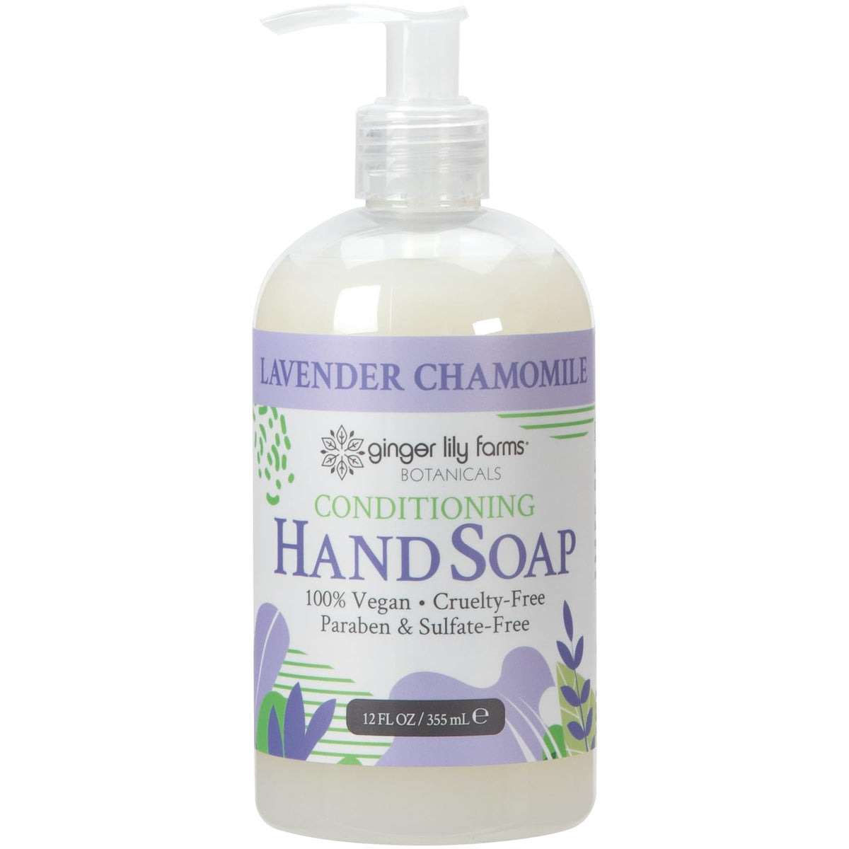 Ginger Lily Farms Hand Soap Lavender Chamomile 12oz bottle with pump