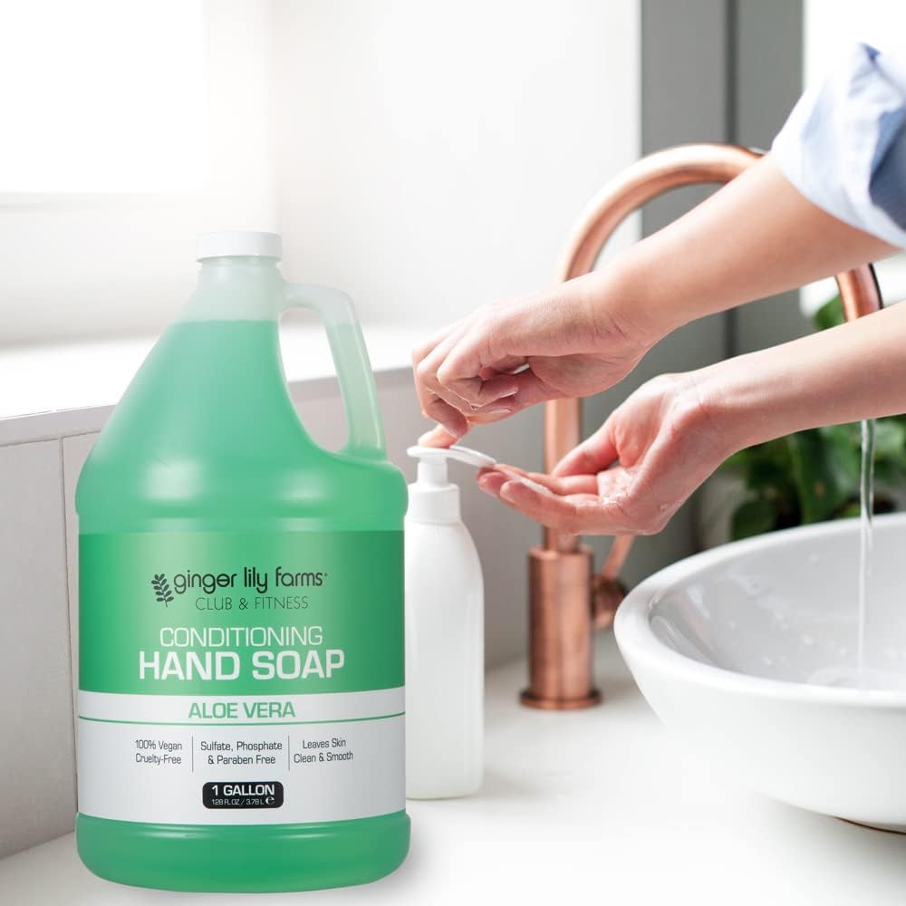 Ginger Lily Farms Hand Soap used in a locker room