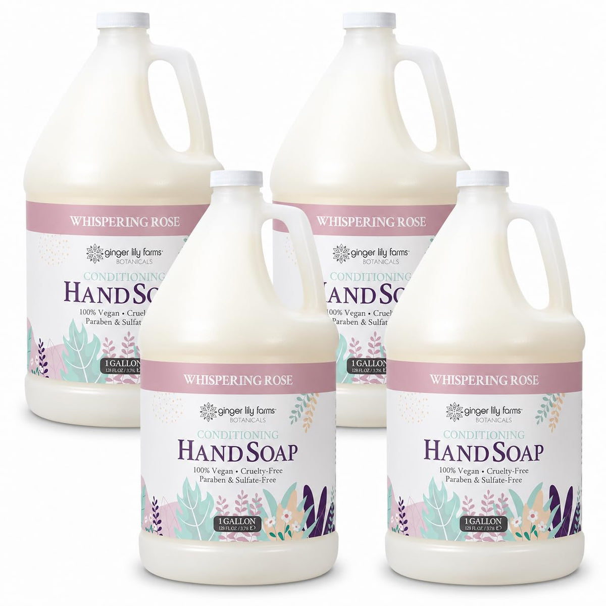 Ginger Lily Farms Hand Soap Whispering Rose 128oz front view
