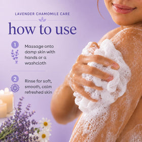 Ginger Lily Farms Lavender Chamomile Body Wash in bathroom setting