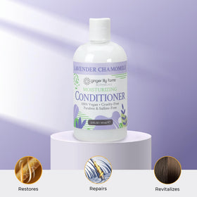 Ginger Lily Farms Lavender Chamomile Conditioner 12oz with lavender flowers