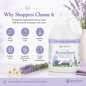 Ginger Lily Farms Lavender Chamomile Foaming Hand Soap label close-up